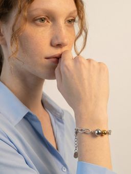 Palmonas - Dual Tone Orb Link Chain Adjustable Bracelet for Women