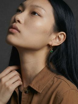 Palmonas - Green Heart Charm Drop Hoop Earrings for Women