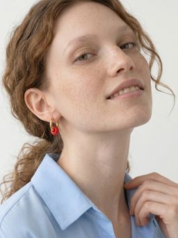 Palmonas - Minimal Red Bead Hoop Earrings for Women