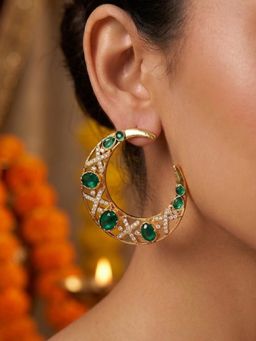 Nuyug - Emerald Crescent Hoops Earrings