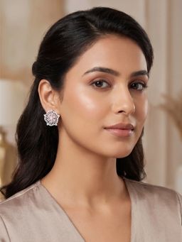 Nuyug - Modest Floral American Diamond Earrings