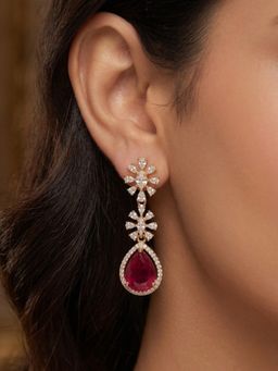 Nuyug - Crimson Bloom American Diamond Jewellery Set