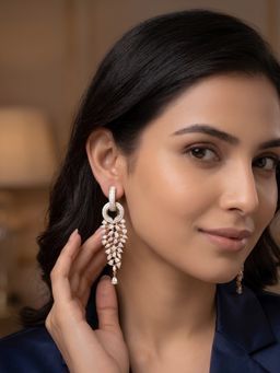 Nuyug - American Diamond Vine Dual-Style Drop Earrings