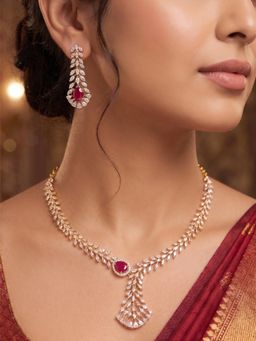Nuyug - American Diamond Velora Crimson Vine Jewellery Set