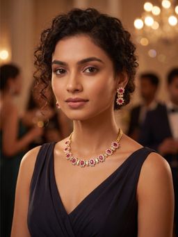 Nuyug - Ruby Sunburst Gala Jewellery Set