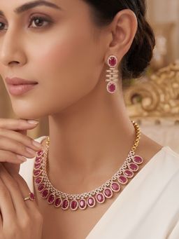 Nuyug - Regal American Diamond Halo Jewellery Set