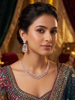 Nuyug - American Diamond Marquise Suite Jewellery Set