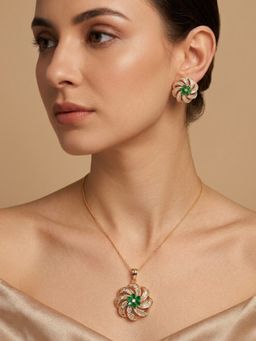 Nuyug - Emerald American Diamond Solis Jewellery Set