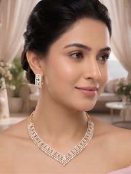 Nuyug - Flora American Diamond V-Suite Jewellery Set