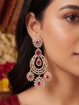 Nuyug - Crimson Bloom Chandeliers Drop Earrings