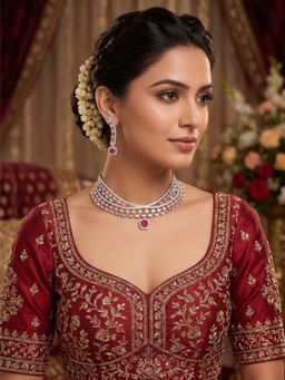 Nuyug - Baguette-Wrap Ruby Choker Jewellery Set