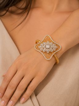 Nuyug - Floral American Diamond Cuff Bracelet (2.5)