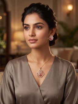 Nuyug - Celestia Ruby American Diamond Jewellery Set