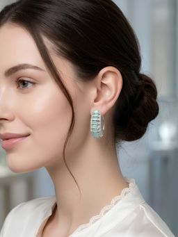 Nuyug - Crystal Ladder American Diamond Hoops Earrings