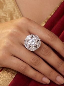 Nuyug - Moonlit Petal American Diamond Adjustable Ring