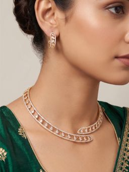 Nuyug - Petal Dewdrop American Diamond Choker Jewellery Set