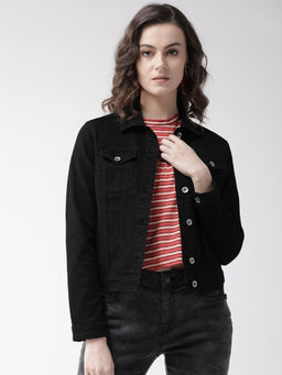 Xpose - Women Black Solid Denim Jacket