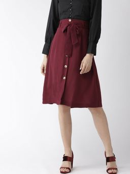 Twenty Dresses by Nykaa Fashion - Maroon The Sweet Spot Button Down Skirt