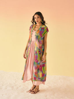 Suramya - Dhoti Style Maxi Dress with Embellished Cape (Set of 2)