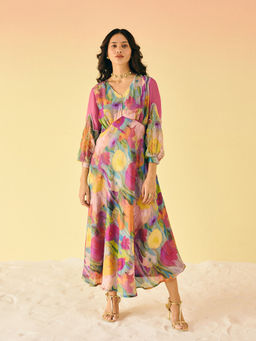 Suramya - Multi-Color Printed Embellished Maxi Dress