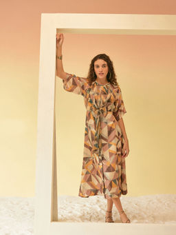 Suramya - Multi-Color Knotted Printed Midi Dress