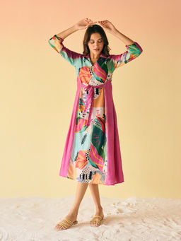 Suramya - Multi-Color Printed Front Tie-Up Dress