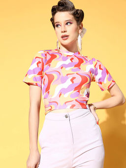 AAREIN - Women Elegant Multi-Color Abstract Baby Top