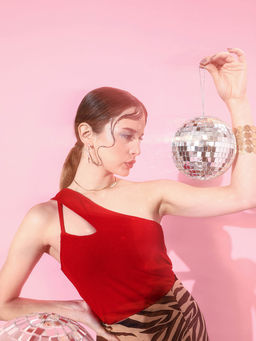 AAREIN - Red Solid Cut Out Top