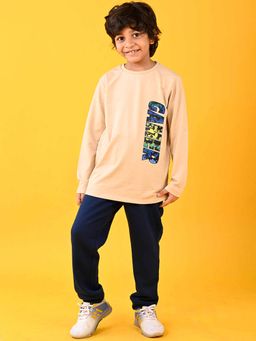 ANTHRILO - Gamer Fun Beige T-Shirt with Joggers (Set of 2)