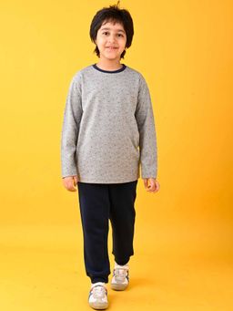 ANTHRILO - Dotted Grey Full Sleeves T-Shirt with Joggers (Set of 2)