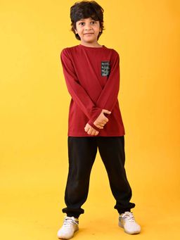 ANTHRILO - Sporty Collection Deep Maroon T-Shirt with Joggers (Set of 2)