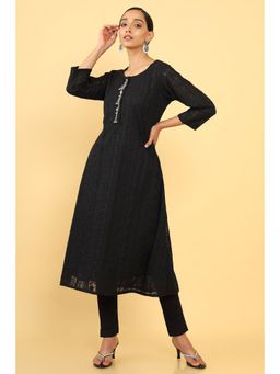 Soch - Women Black Georgette Embroidered Kurta