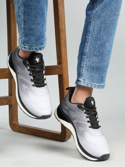 Cantabil - Men Grey Color Block Running Shoes