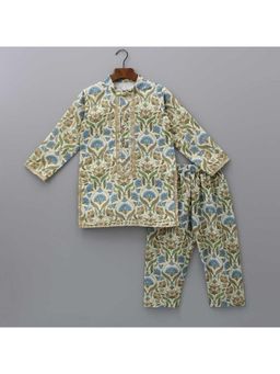 The Little Tales - Embroidered Multicolor Kurta With Matching Pyjama (Set of 2)