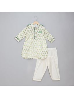The Little Tales - Eid Printed Pathani Kurta With Pyjama (Set of 2)