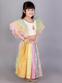 The Little Tales - Pastel Multi Colors Blouse With Lehenga (Set of 2)