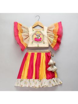 The Little Tales - Laxmi Goddess Embroidered Blouse With Lehenga (Set of 2)