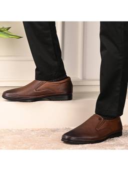 Valentino - Men Premium Leather Tan Slip-On Shoes