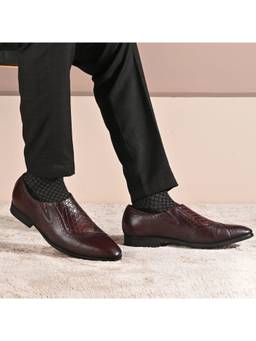 Valentino - Men Premium Leather Bordo Slip-On Shoes