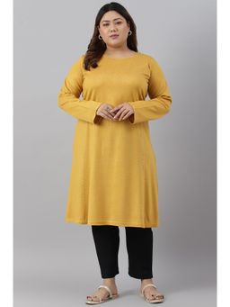 W - Yellow Solid Winter Kurta