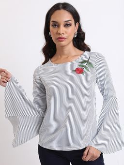 TOKYO TALKIES - Women White Striped Top