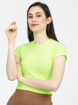 TOKYO TALKIES - Women Solid Round Neck Polycotton T-Shirt