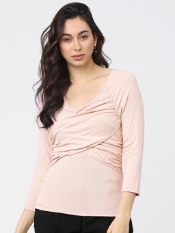 TOKYO TALKIES - Women Solid V-Neck Top