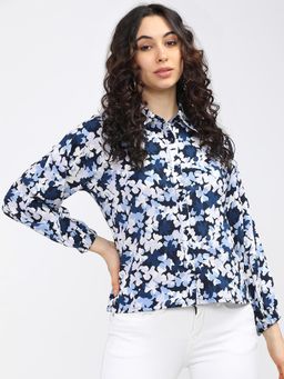 TOKYO TALKIES - Blue Floral Print Shirt