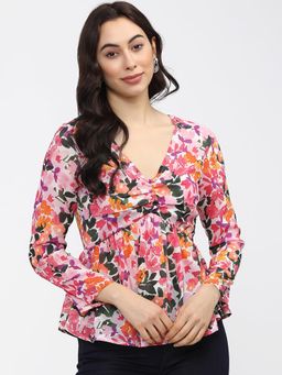 TOKYO TALKIES - Floral Print Twisted Top