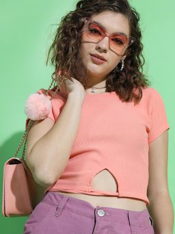 TOKYO TALKIES - Women Solid Round Neck Top