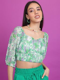 TOKYO TALKIES - Floral Printed Crop Top