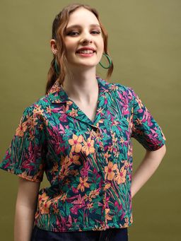 TOKYO TALKIES - Women Floral Printed Cotton Shirt