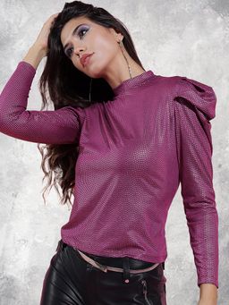 TOKYO TALKIES - Magenta High Neck Top