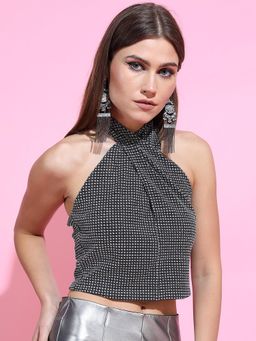 TOKYO TALKIES - Women Black Halter Neck Top